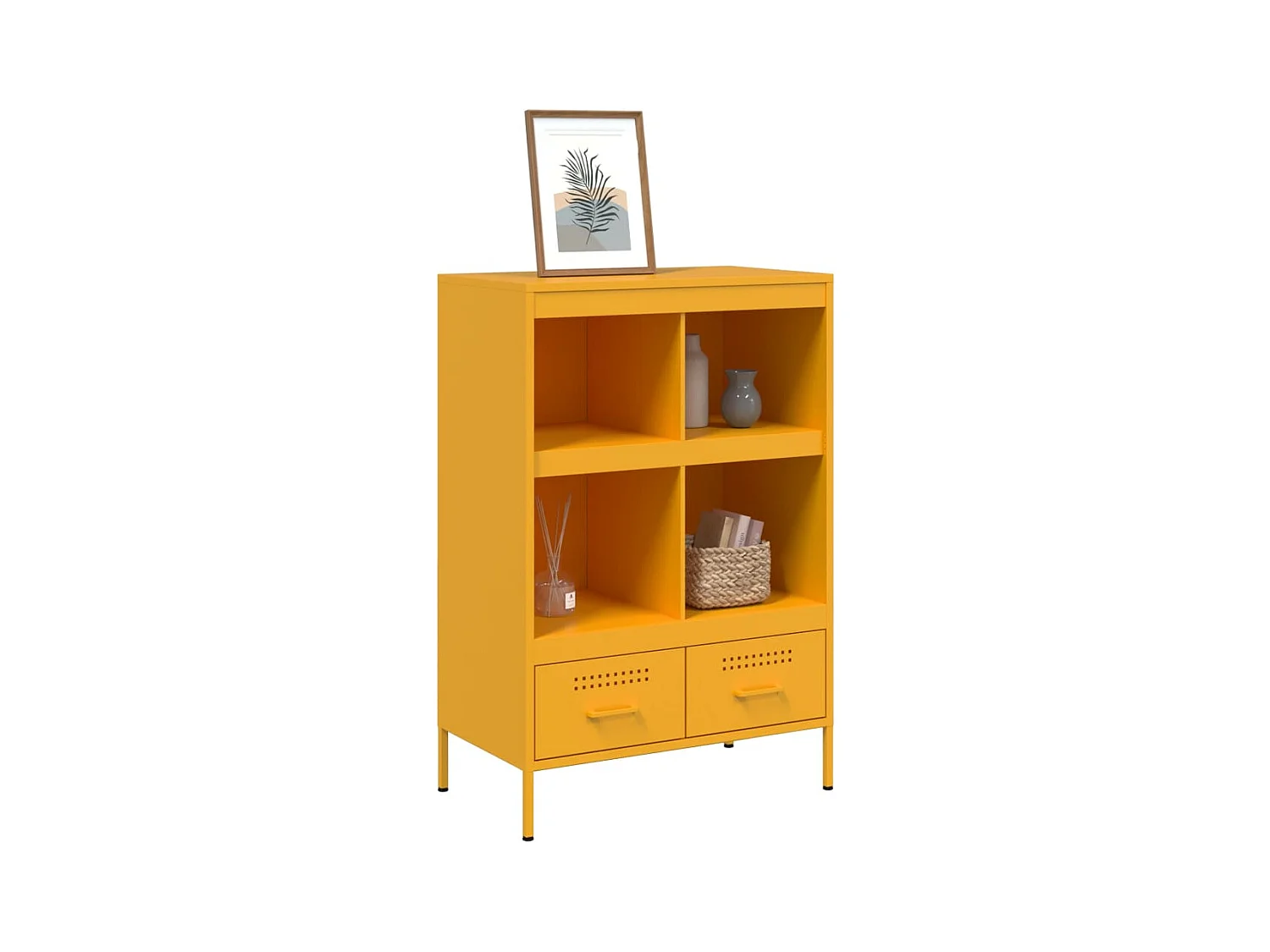 Buffet haut jaune moutarde 68x39x101,5 cm acier