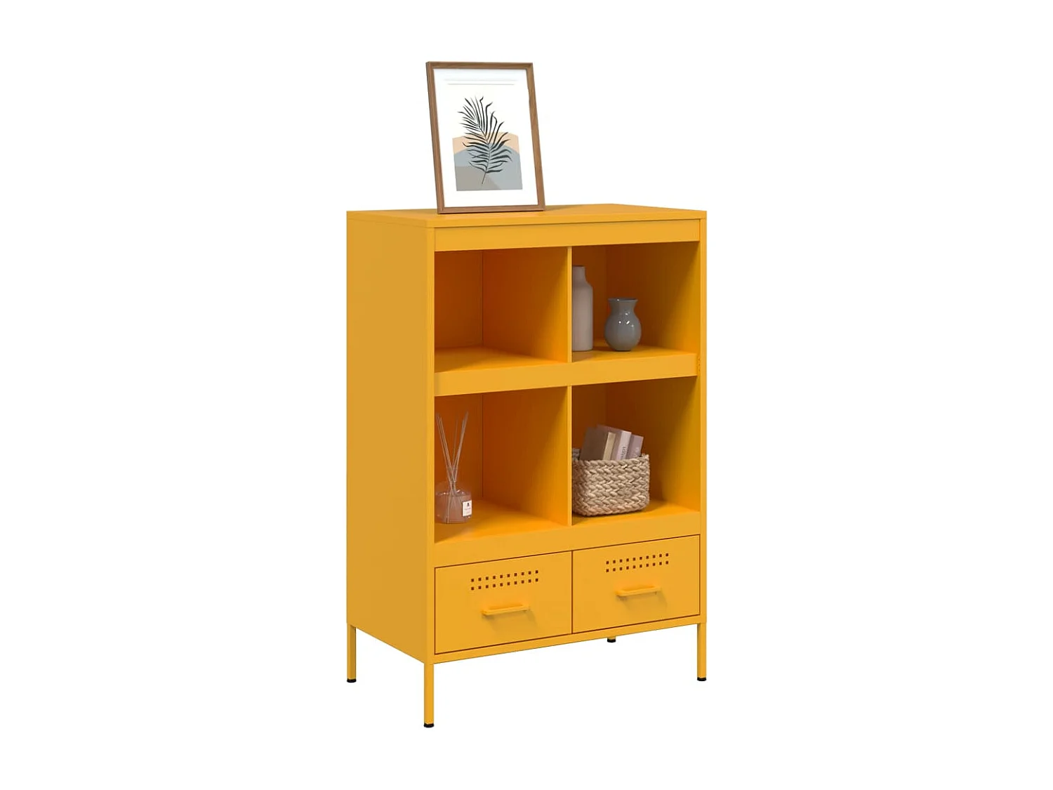 Buffet haut jaune moutarde 68x39x101,5 cm acier