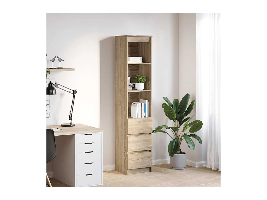 Buffet haut chêne sonoma 37,5x35x180 cm bois d'ingénierie