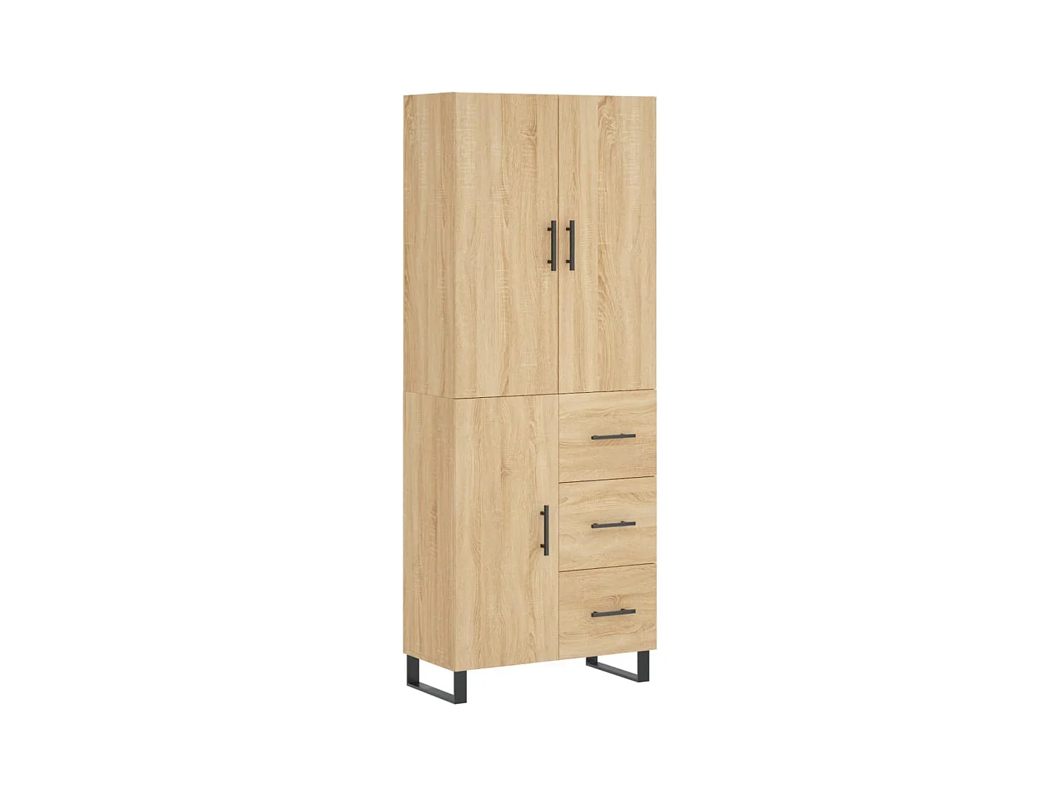 Aparador alto madera contrachapada color roble 69,5x34x180 cm