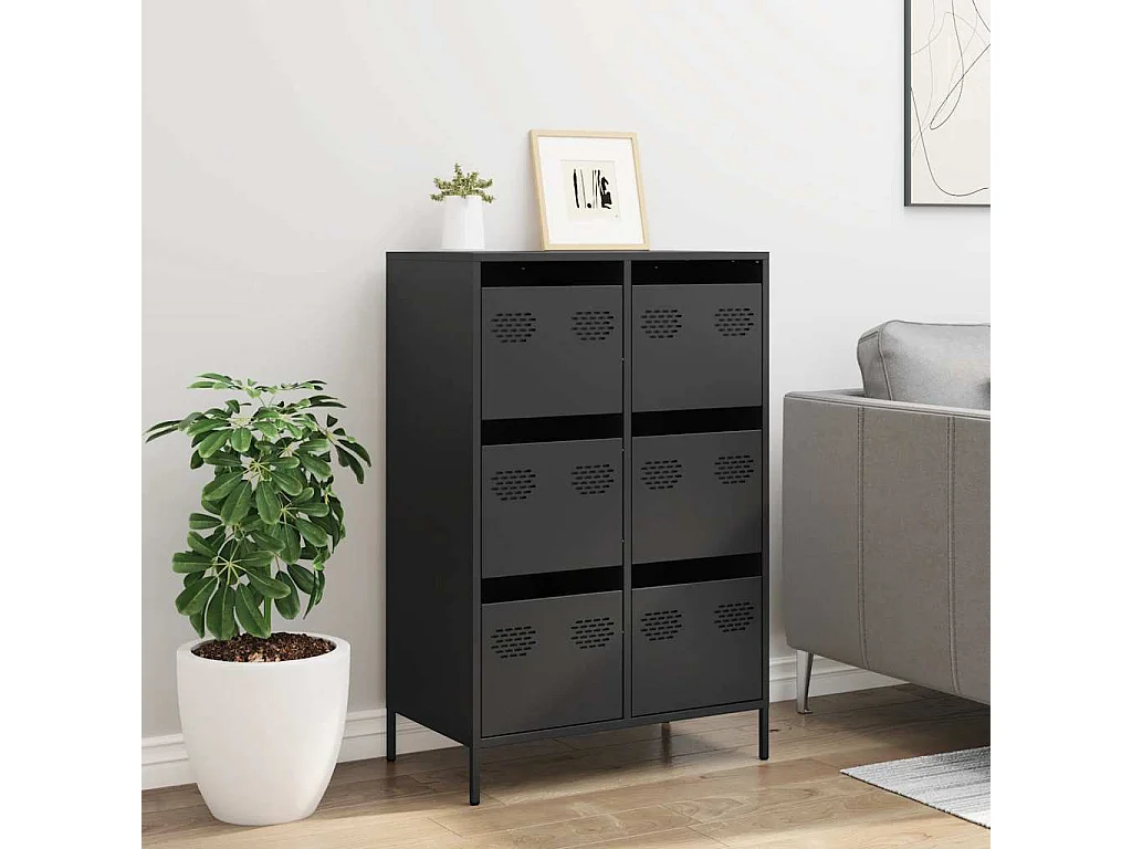 Buffet haut noir 68x39x101,5 cm acier