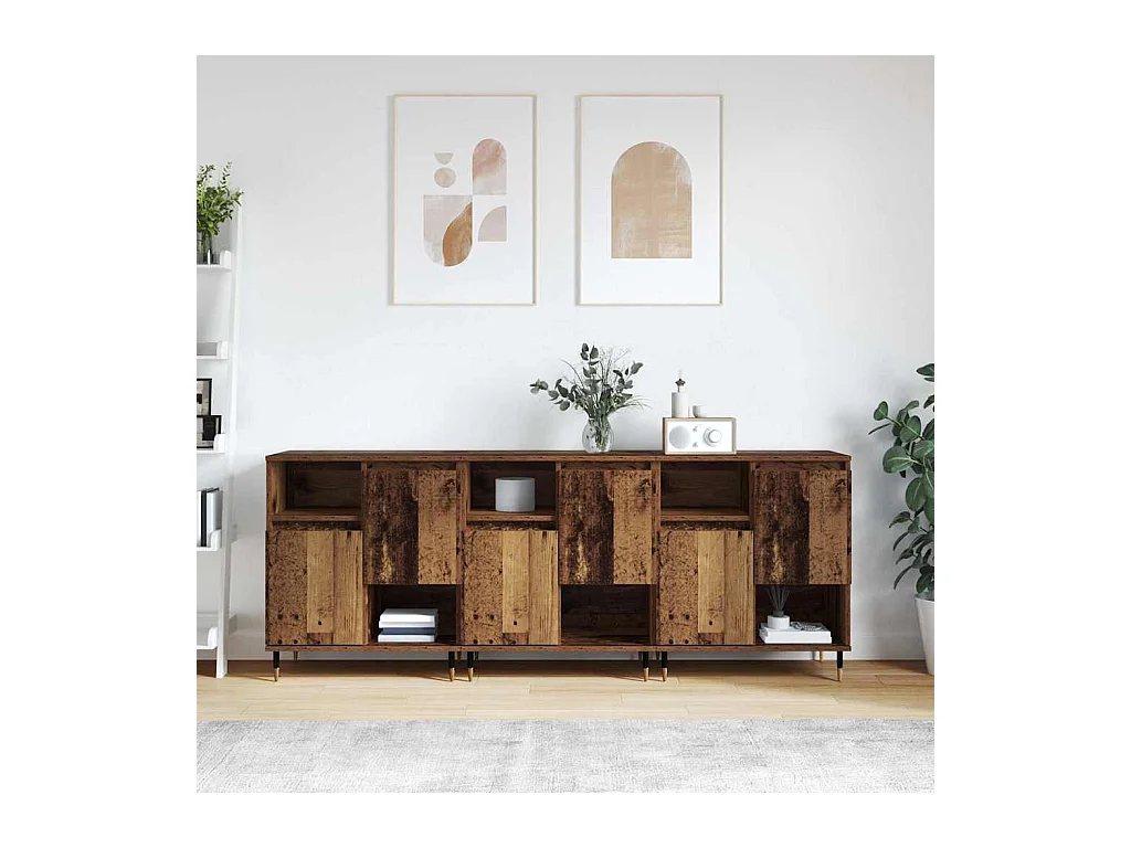 Buffets 3 pièces Bois ancien 180 x 35 x 70 cm Bois d'ingénierie