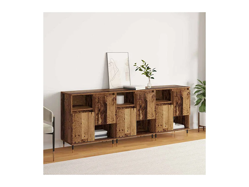 Buffets 3 pièces Bois ancien 180 x 35 x 70 cm Bois d'ingénierie