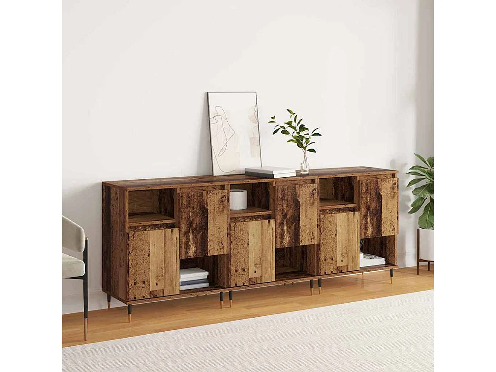 Buffets 3 pièces Bois ancien 180 x 35 x 70 cm Bois d'ingénierie