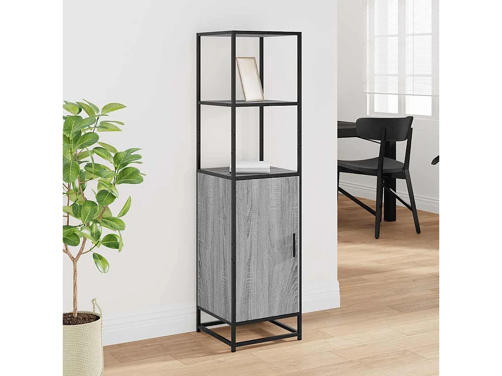 Buffet haut sonoma gris 35,5x35x139 cm bois d'ingénierie métal