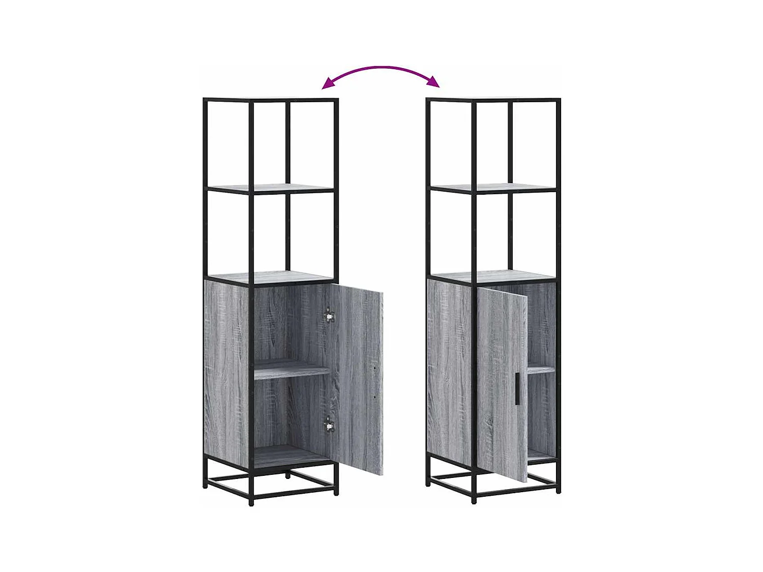 Buffet haut sonoma gris 35,5x35x139 cm bois d'ingénierie métal