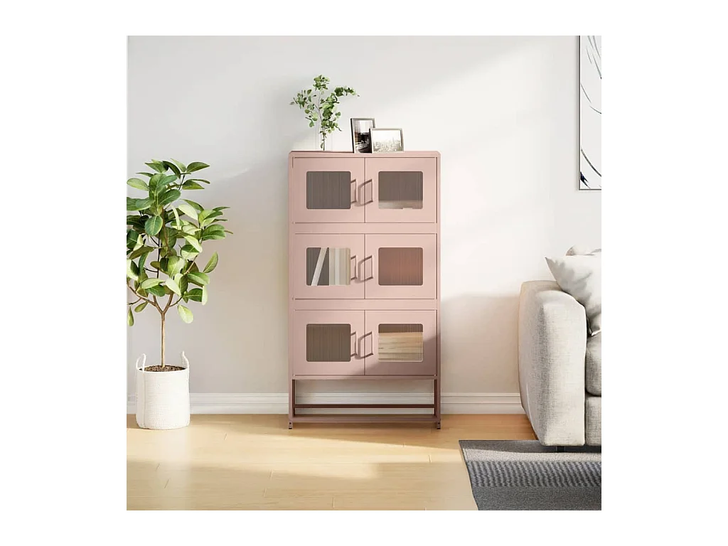 Buffet haut rose 68x39x123 cm acier