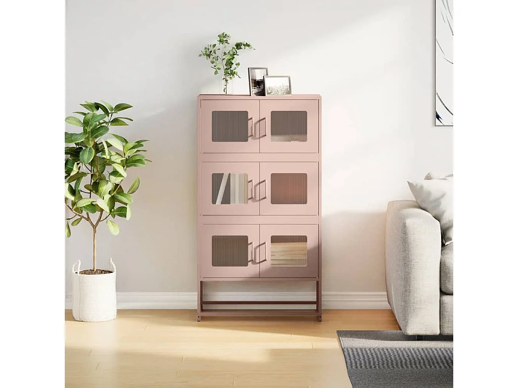 Buffet haut rose 68x39x123 cm acier