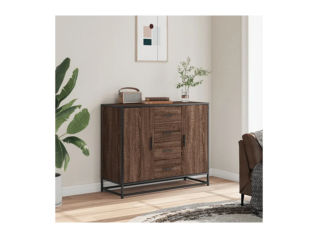 Buffet chêne marron 92x35x76 cm Bois d'ingénierie