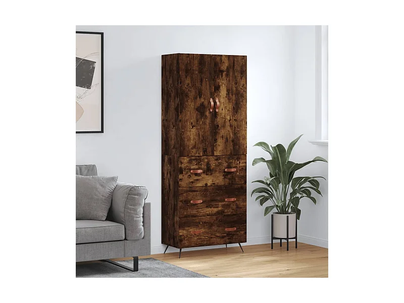 Armário alto 69,5x34x180 cm madeira processada carvalho fumado