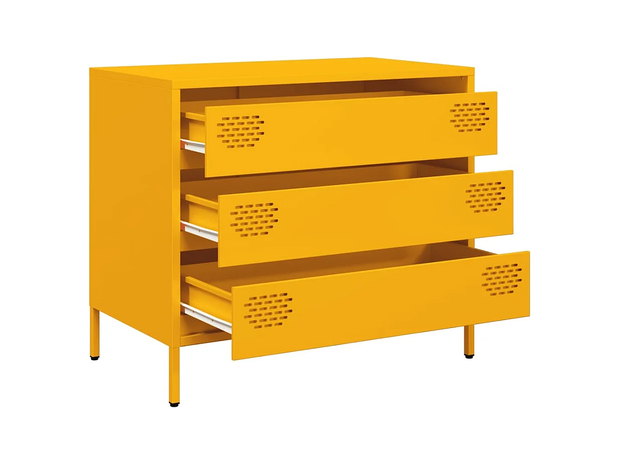 Buffet jaune moutarde 68x39x58,5 cm acier laminé à froid