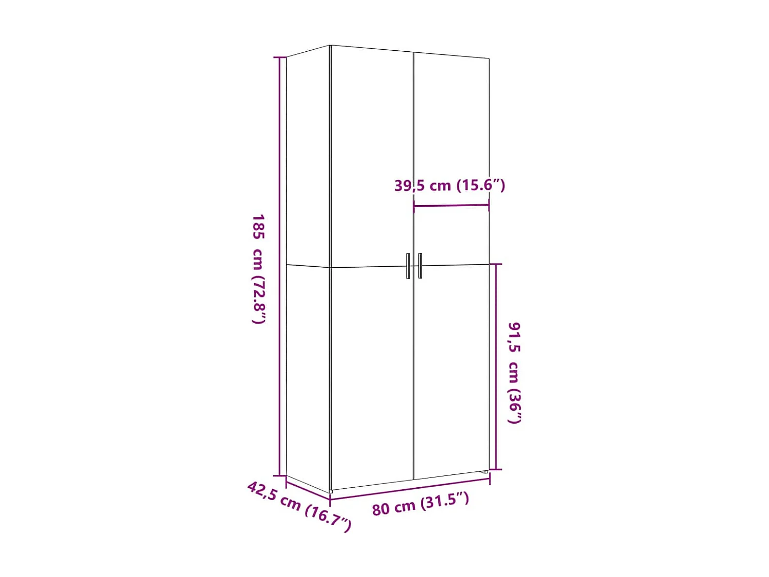 Buffet haut sonoma gris 80x42,5x185 cm bois d'ingénierie