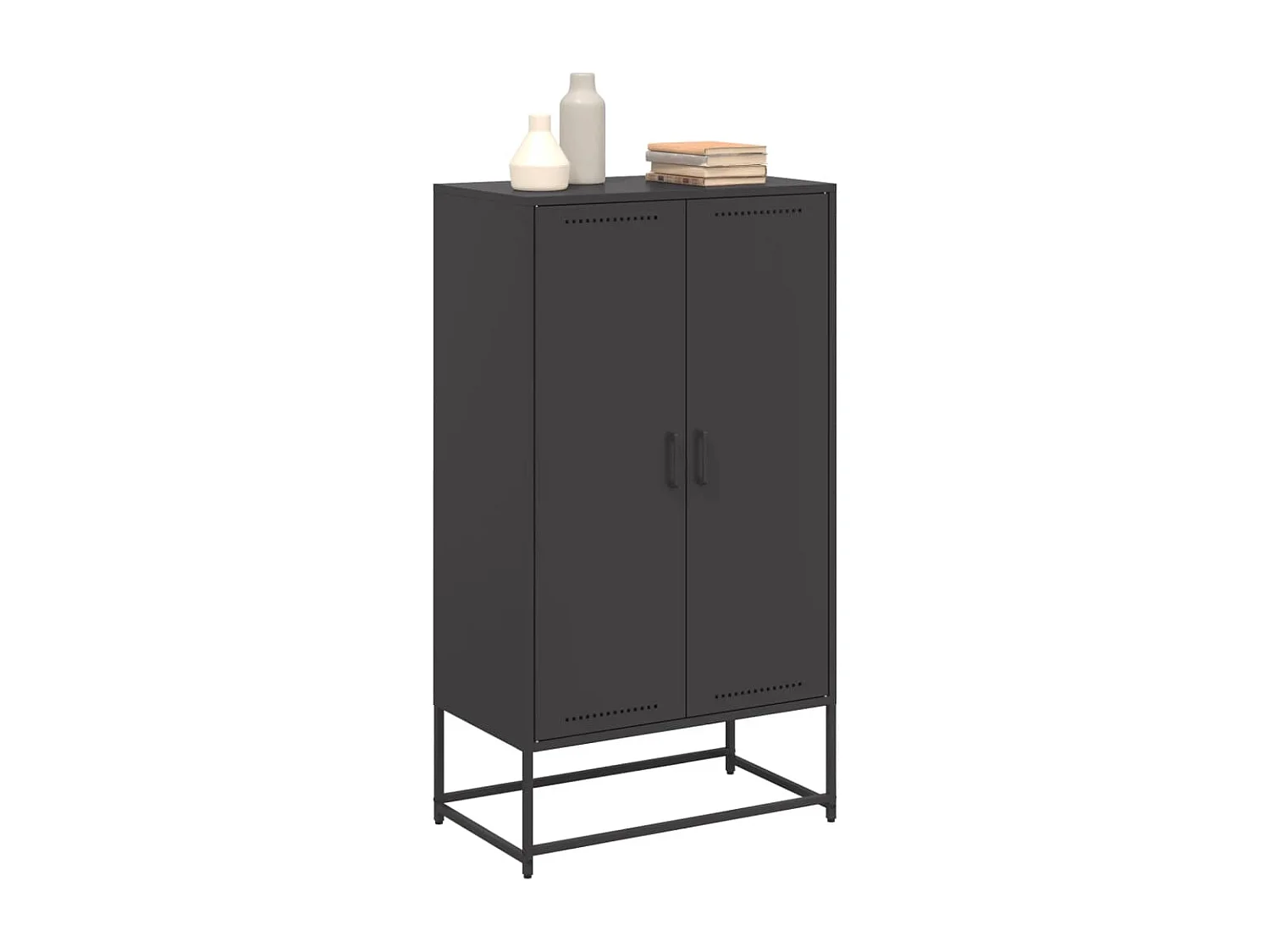 Buffet haut noir 68,5x38,5x123,5 cm acier