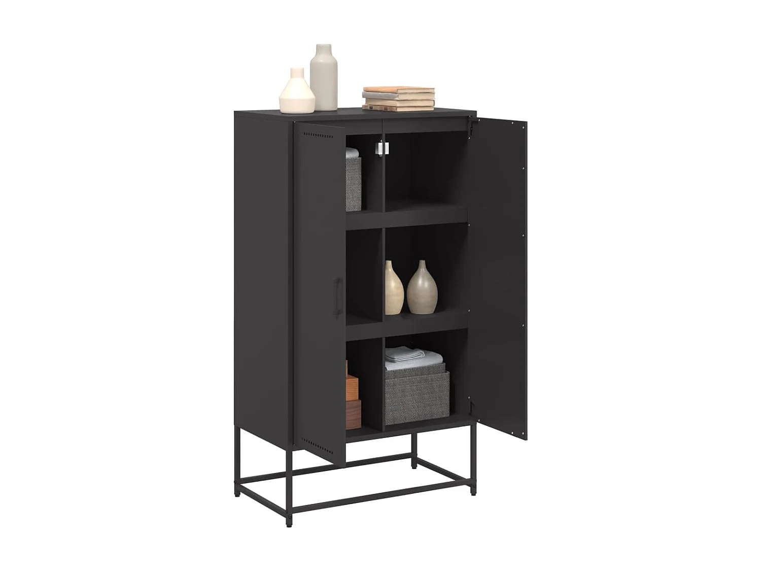 Buffet haut noir 68,5x38,5x123,5 cm acier