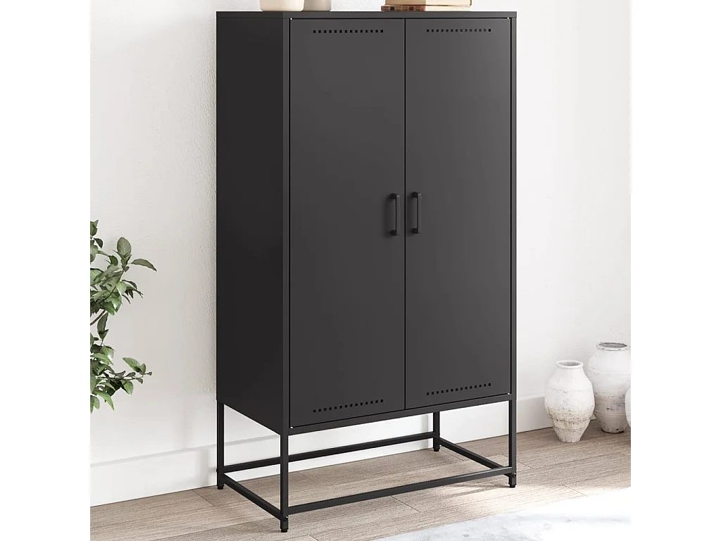 Buffet haut noir 68,5x38,5x123,5 cm acier