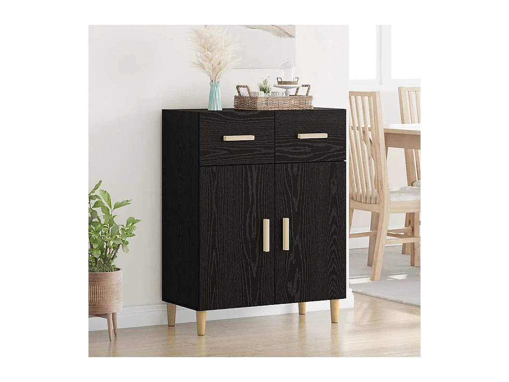 Vitrina Roble negro 34 x 69.5 x 89 cm Madera contrachapada