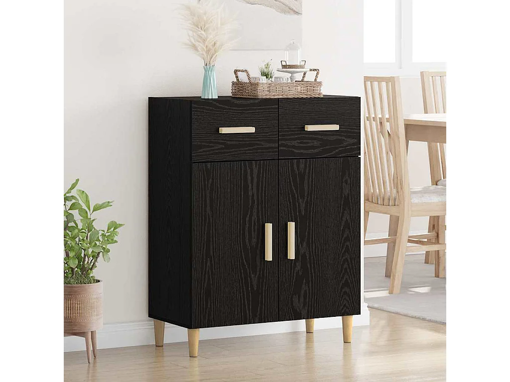 Buffet Chêne noir 34 x 69,5 x 89 cm Bois d'ingénierie