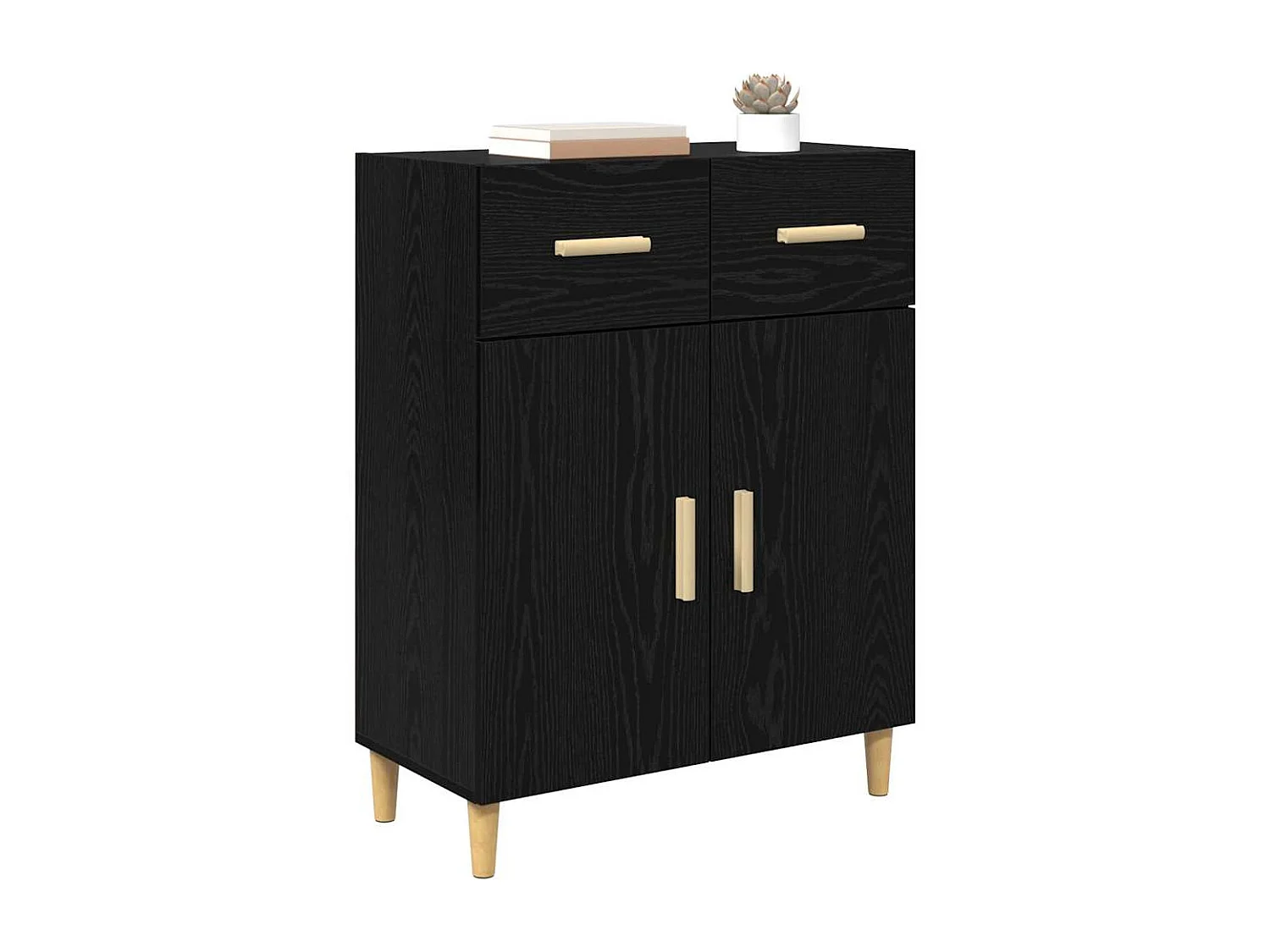 Buffet Chêne noir 34 x 69,5 x 89 cm Bois d'ingénierie