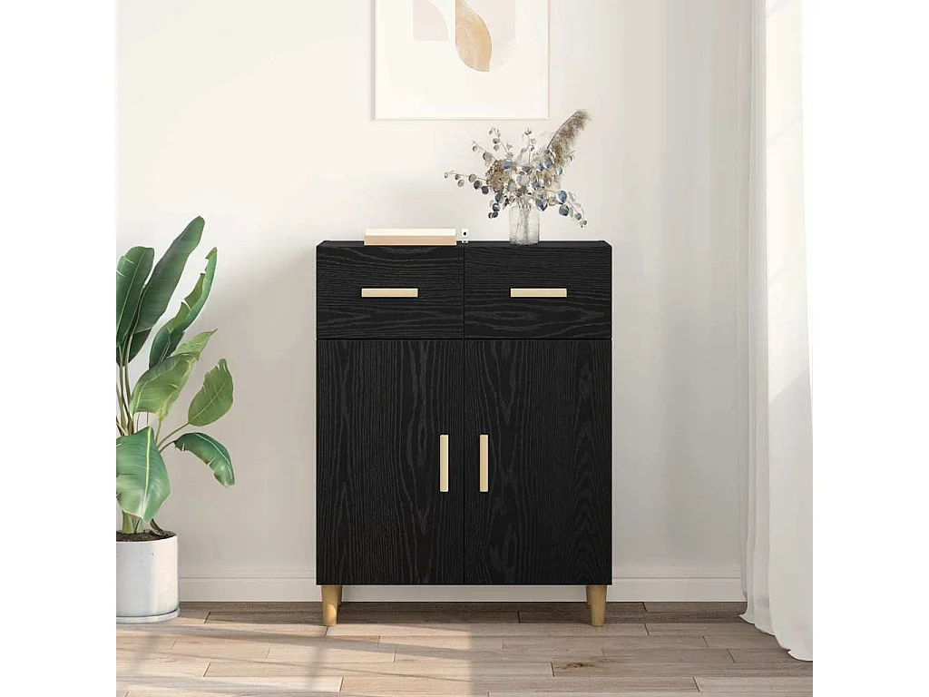 Buffet Chêne noir 34 x 69,5 x 89 cm Bois d'ingénierie