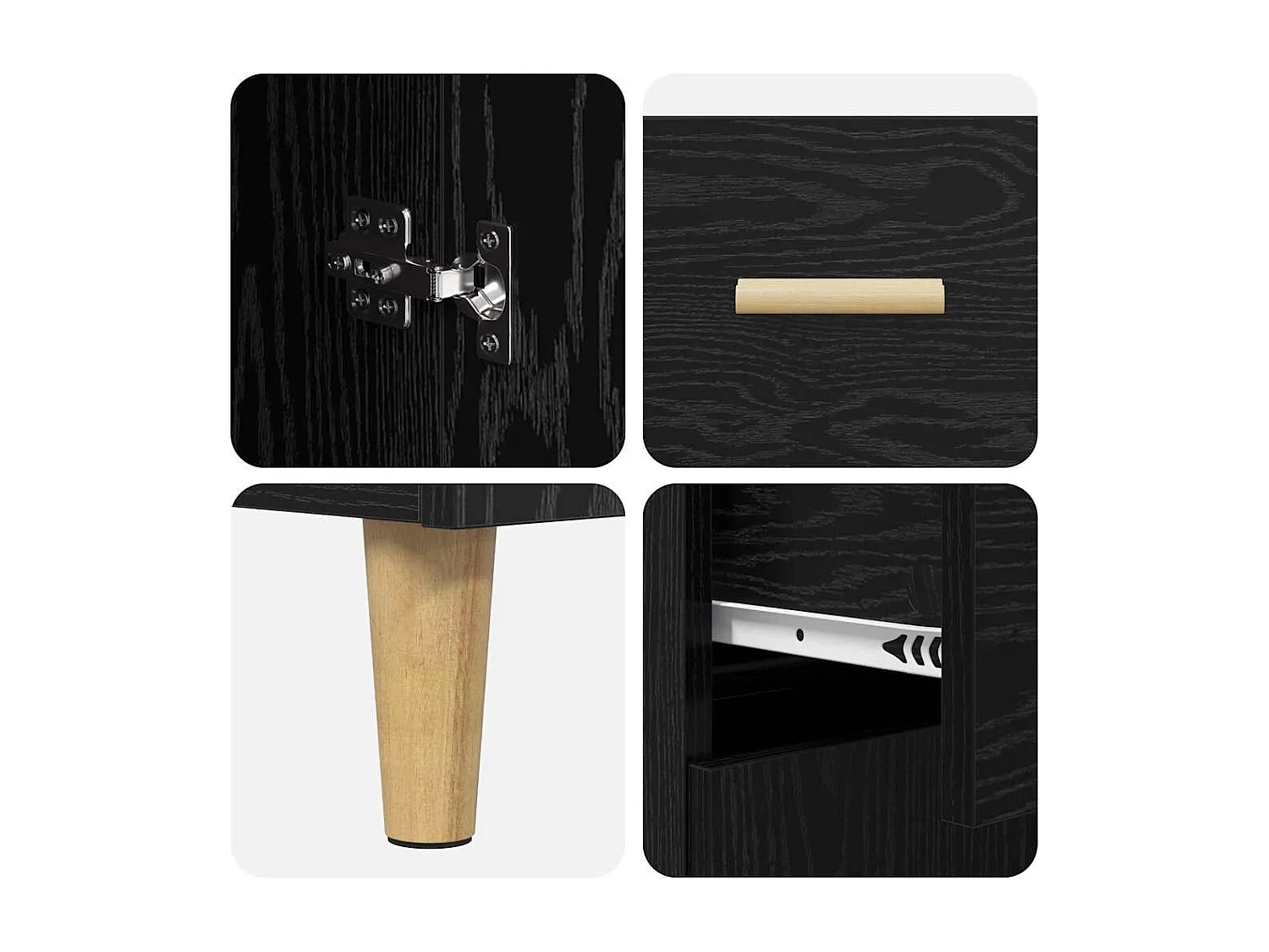 Buffet Chêne noir 34 x 69,5 x 89 cm Bois d'ingénierie