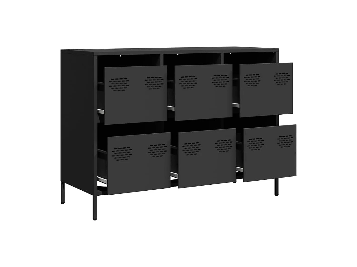 Aparador de acero laminado en frío negro 101,5x39x73,5 cm