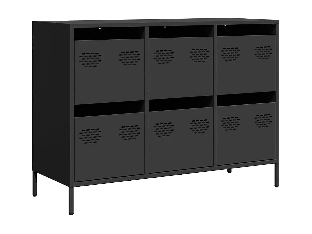 Aparador de acero laminado en frío negro 101,5x39x73,5 cm