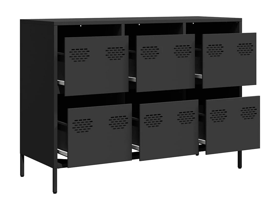Aparador de acero laminado en frío negro 101,5x39x73,5 cm