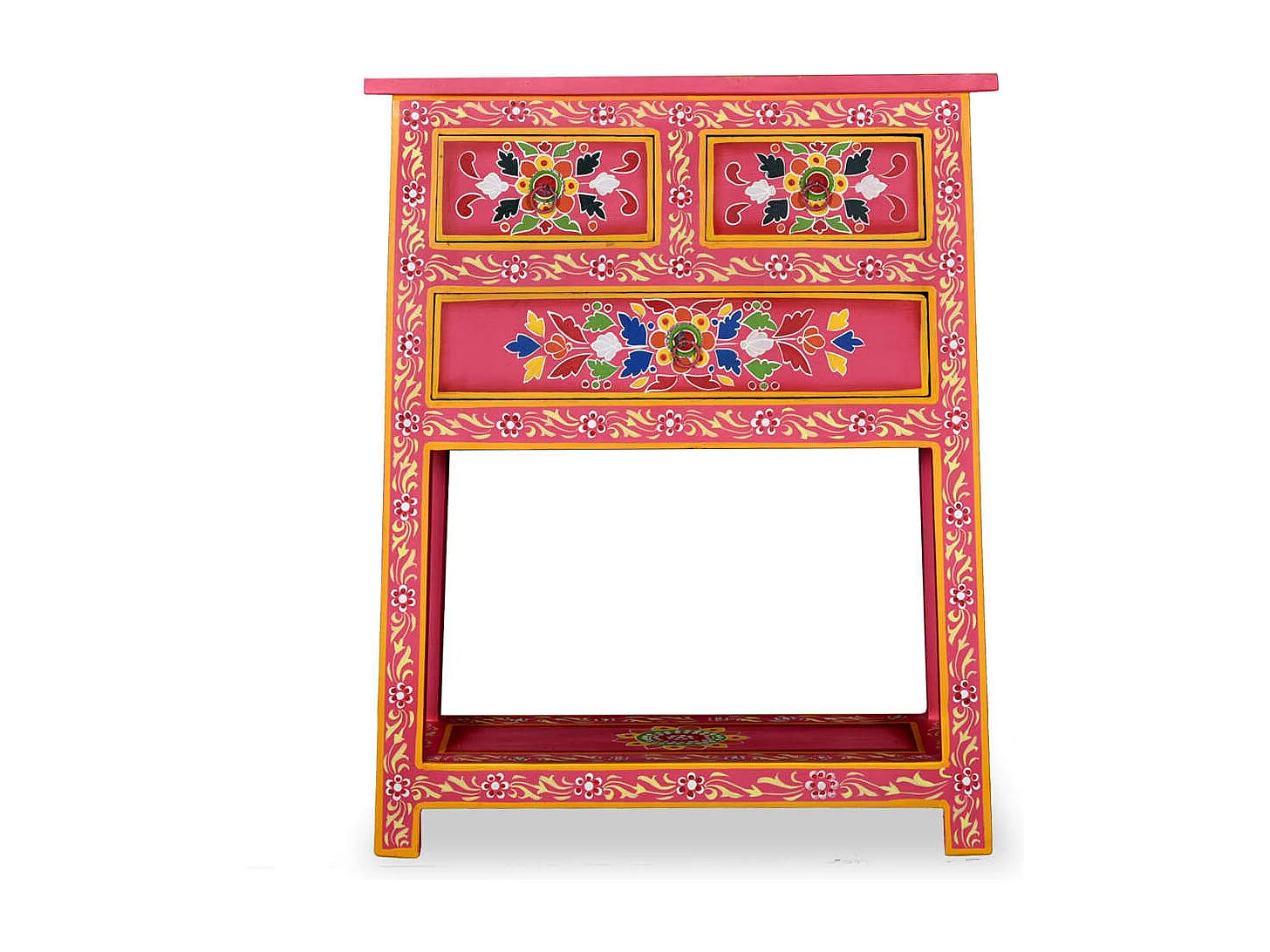 Buffet avec tiroirs Bois massif de manguier Peinture rose