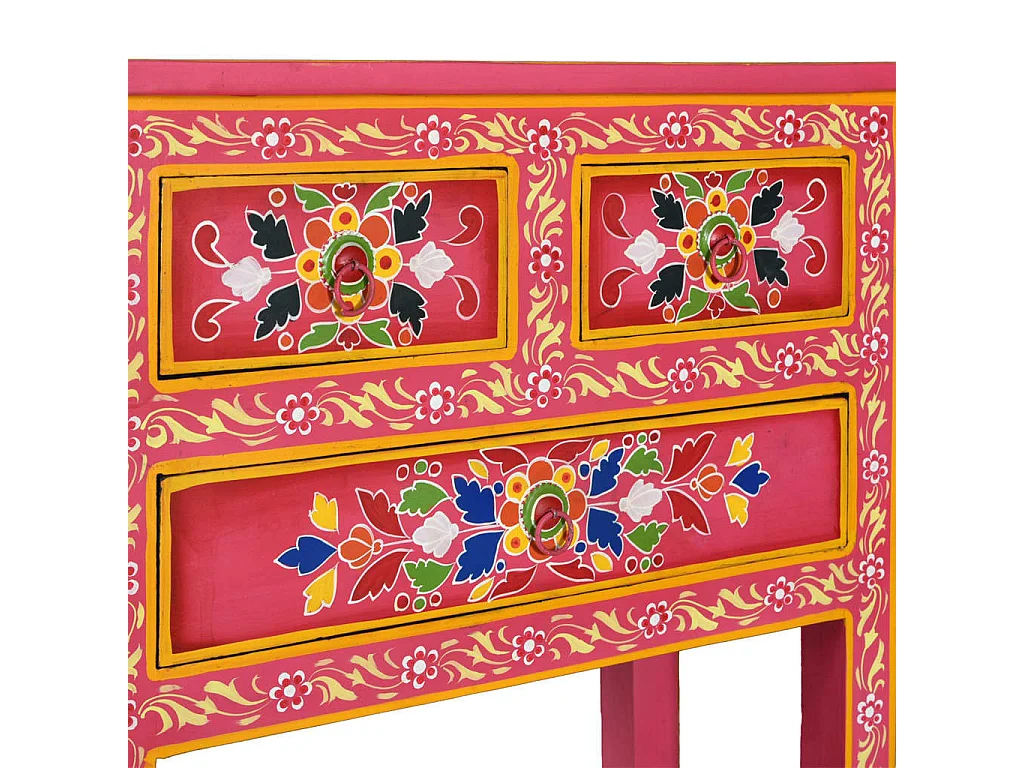 Buffet avec tiroirs Bois massif de manguier Peinture rose