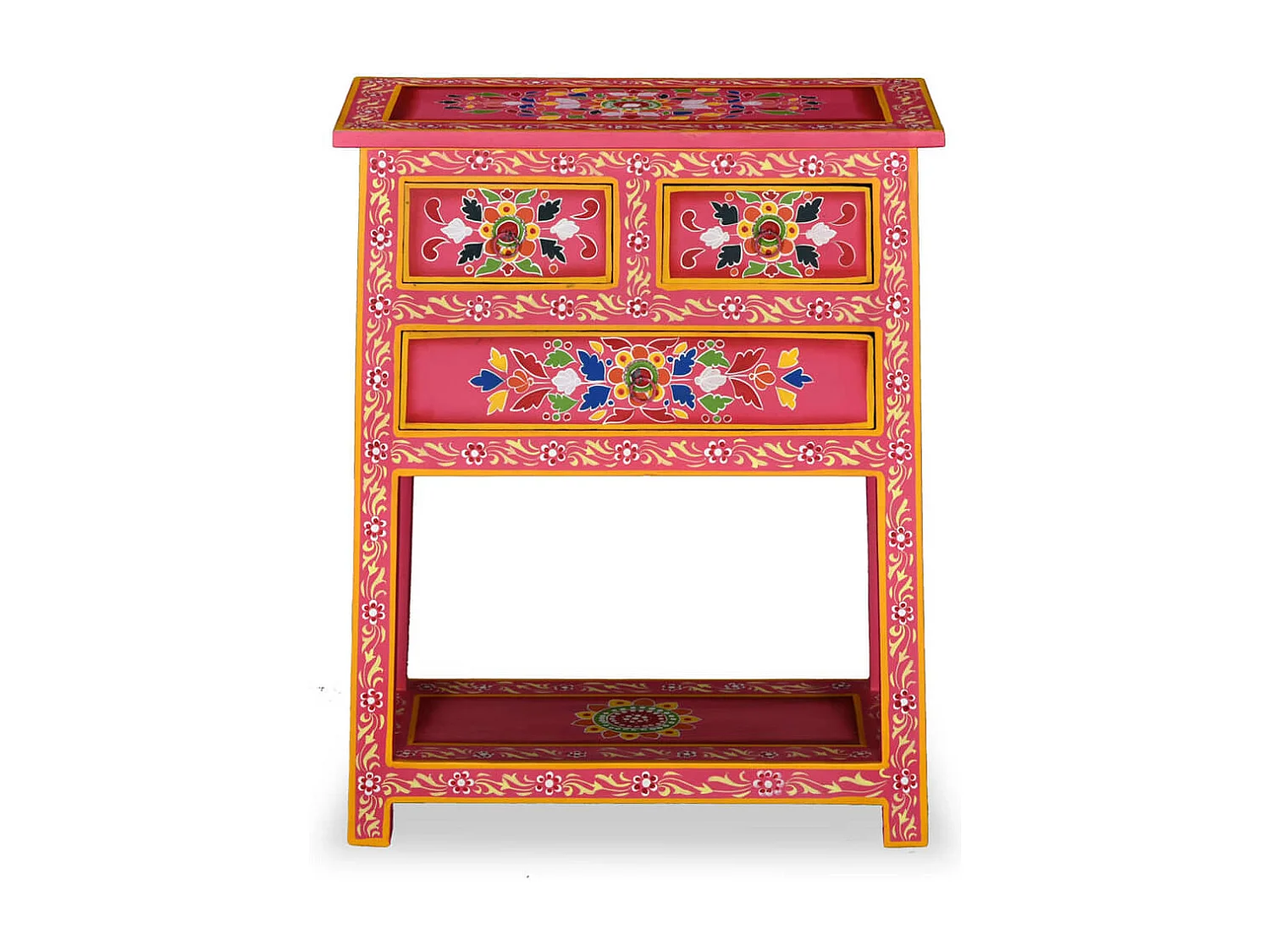 Buffet avec tiroirs Bois massif de manguier Peinture rose