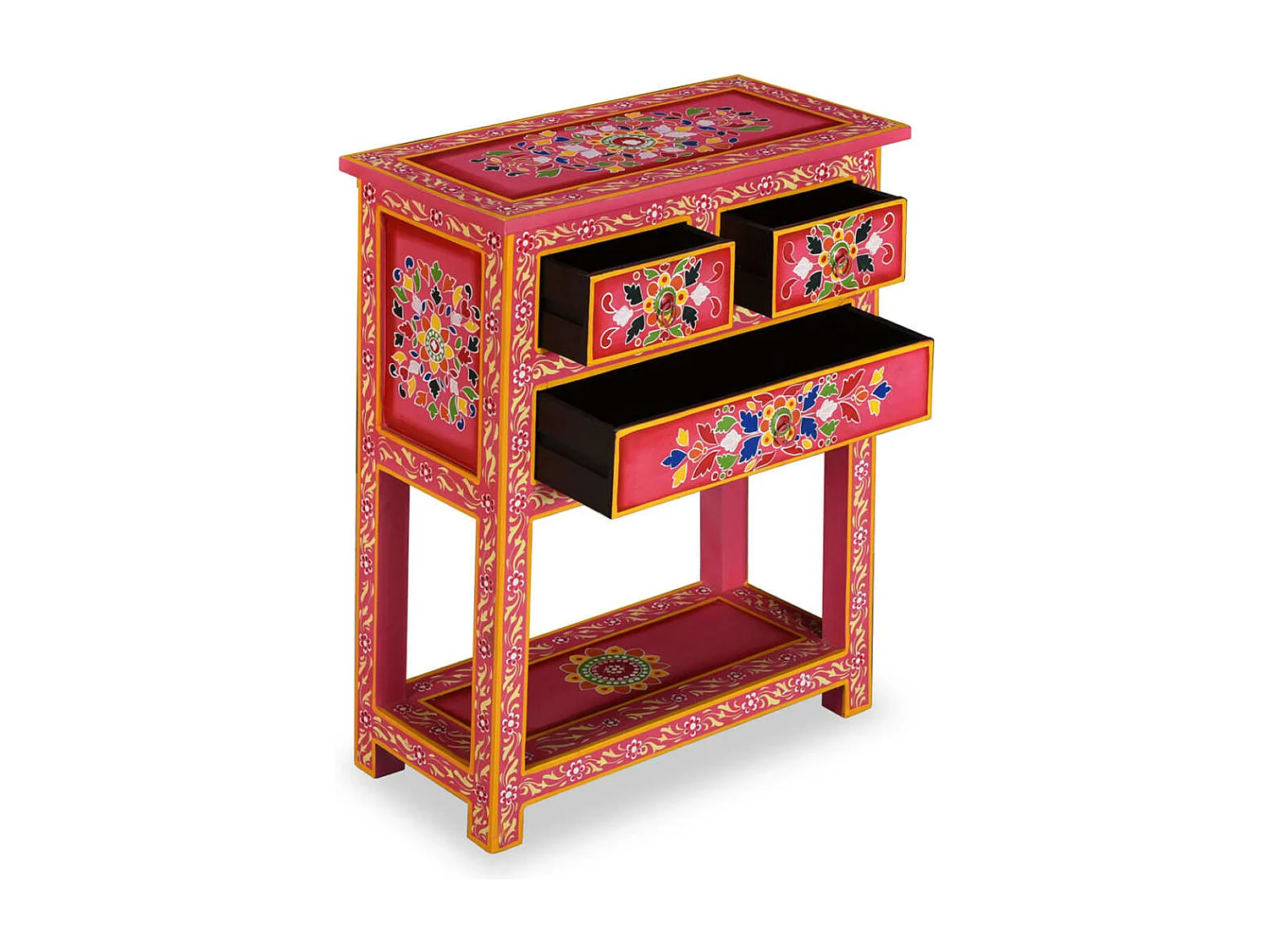 Buffet avec tiroirs Bois massif de manguier Peinture rose