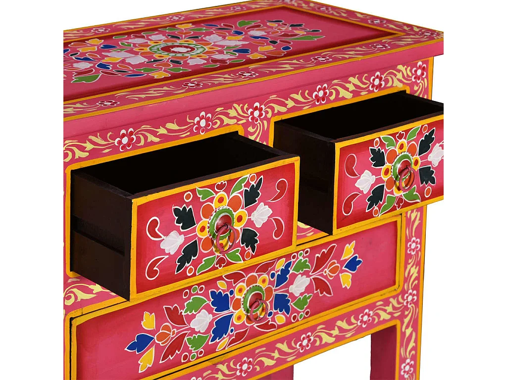 Buffet avec tiroirs Bois massif de manguier Peinture rose