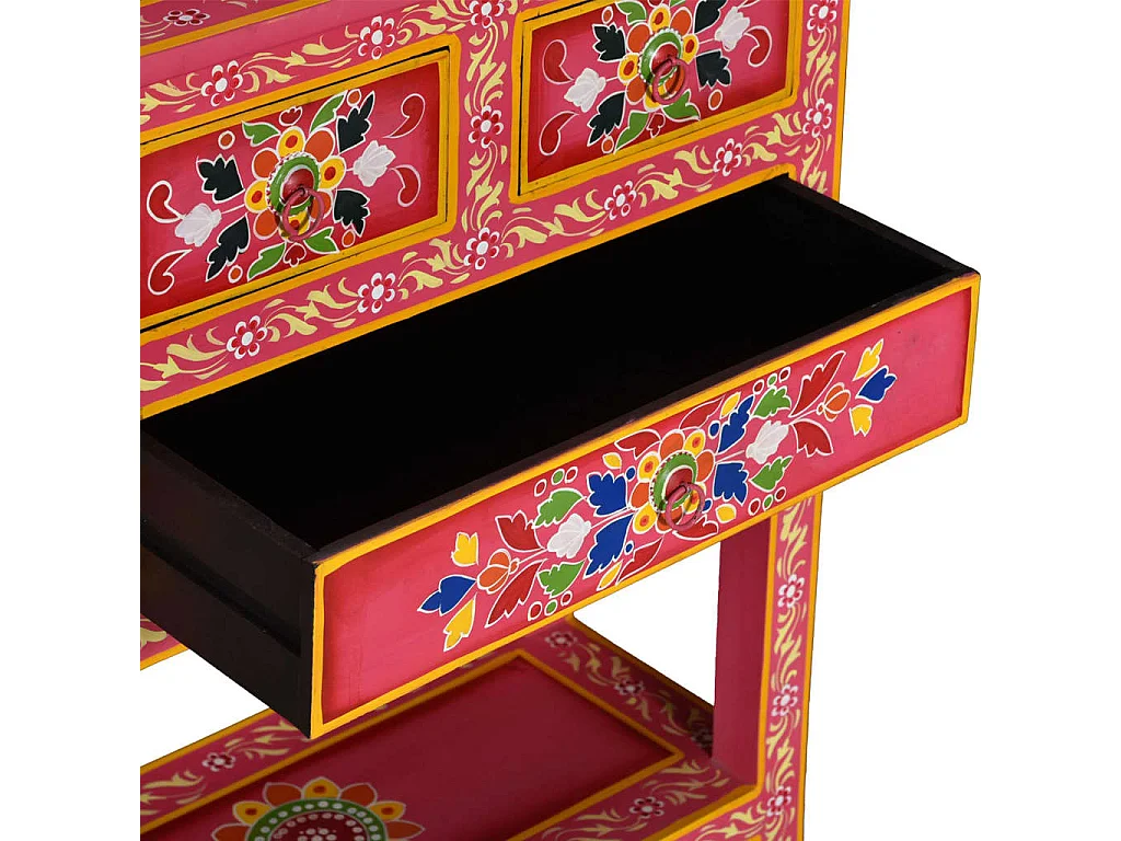 Buffet avec tiroirs Bois massif de manguier Peinture rose