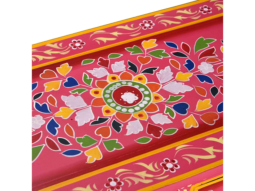 Buffet avec tiroirs Bois massif de manguier Peinture rose