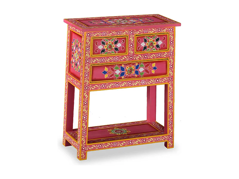 Buffet avec tiroirs Bois massif de manguier Peinture rose