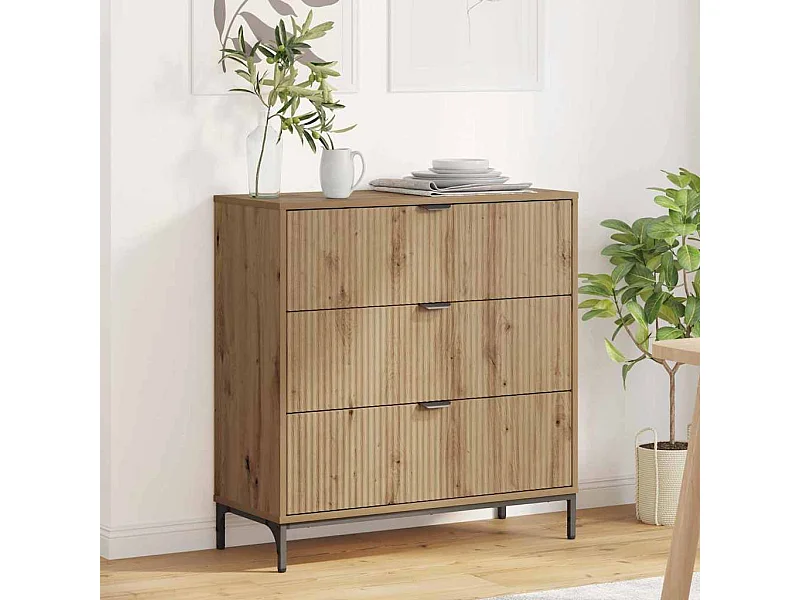 Dressoir artisanaal eikenkleurig 79.5 x 33 x 82 cm Bewerkt hout