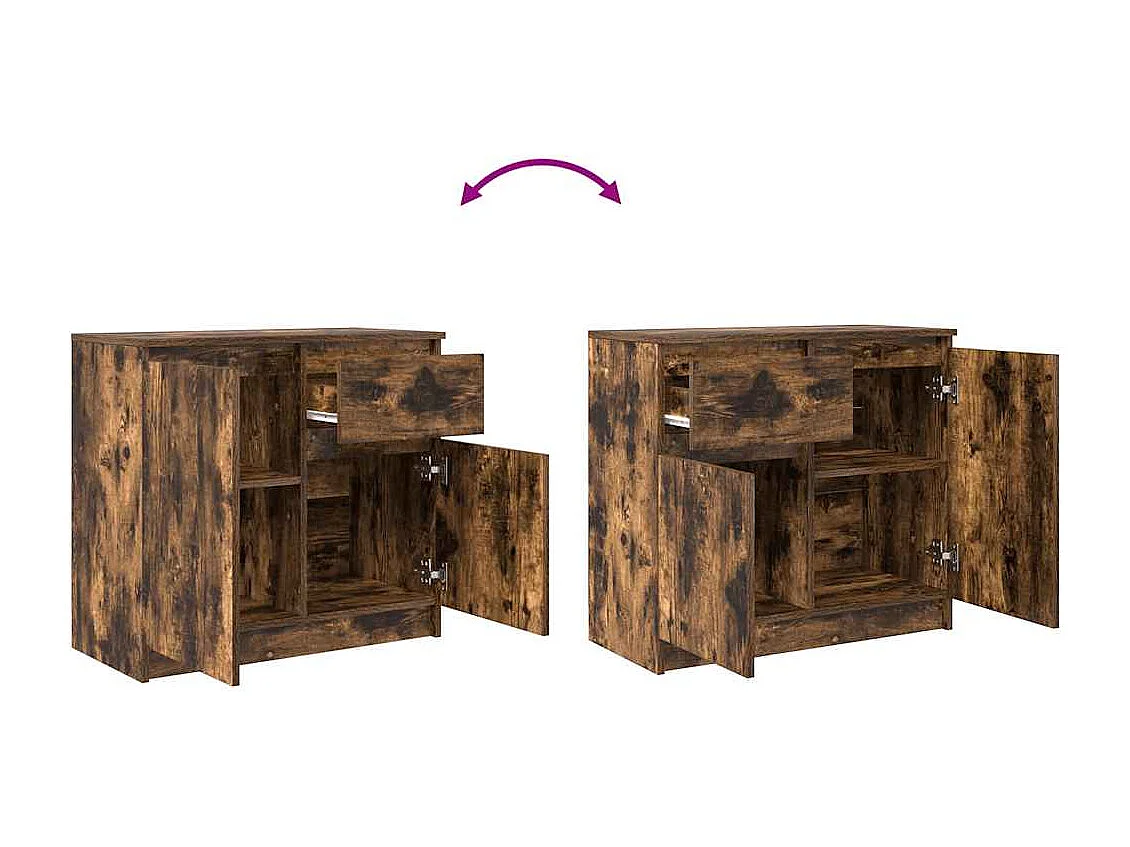 Buffet avec tiroir chêne fumé 71x35x65 cm bois d'ingénierie