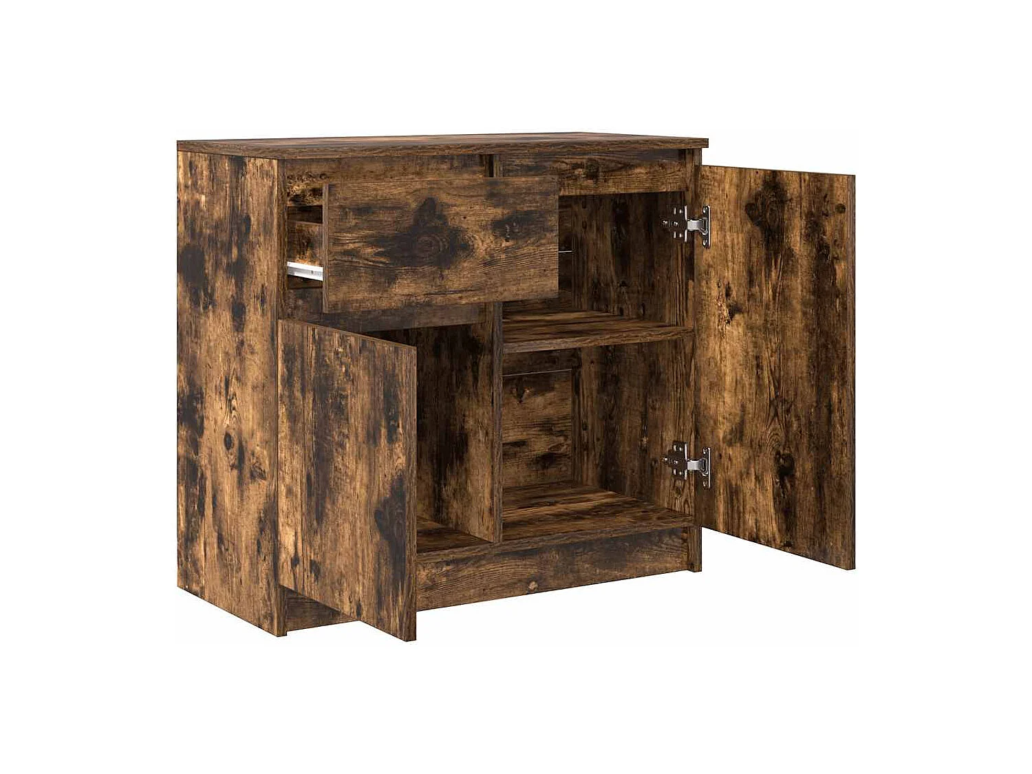 Buffet avec tiroir chêne fumé 71x35x65 cm bois d'ingénierie