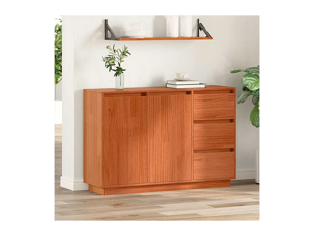 Buffet avec tiroir Marron 111 x 34 x 75 cm Bois de pin massif