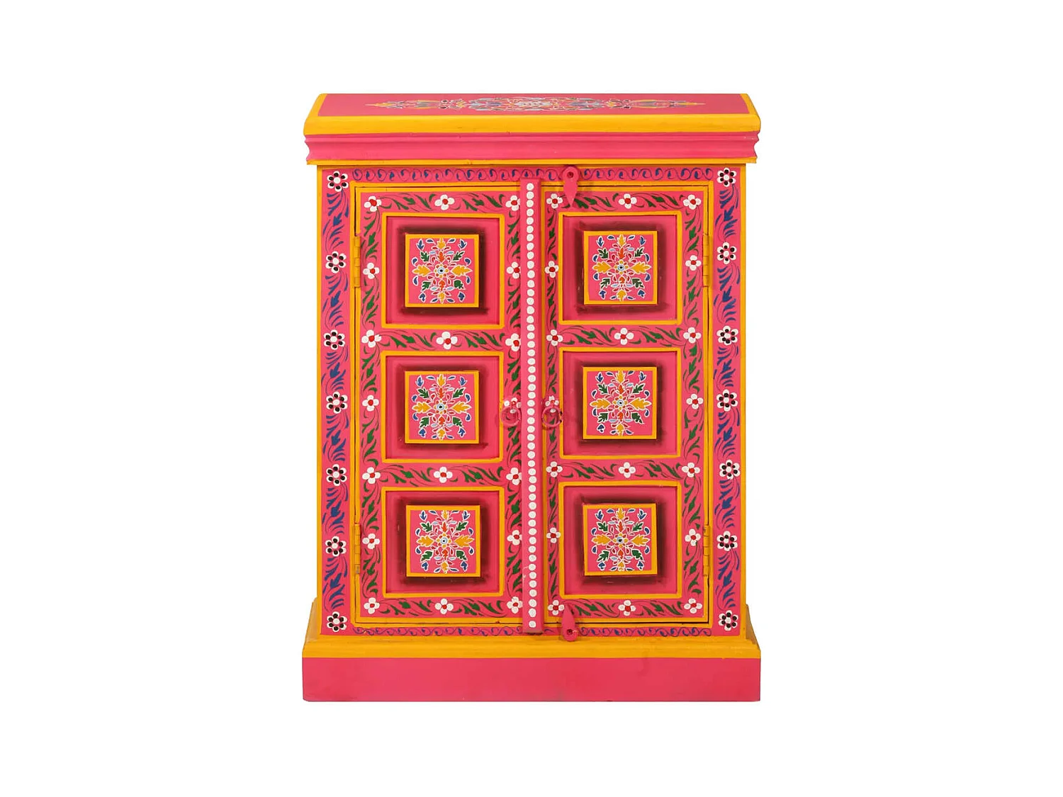 Buffet Bois massif de manguier Peinture rose à la main