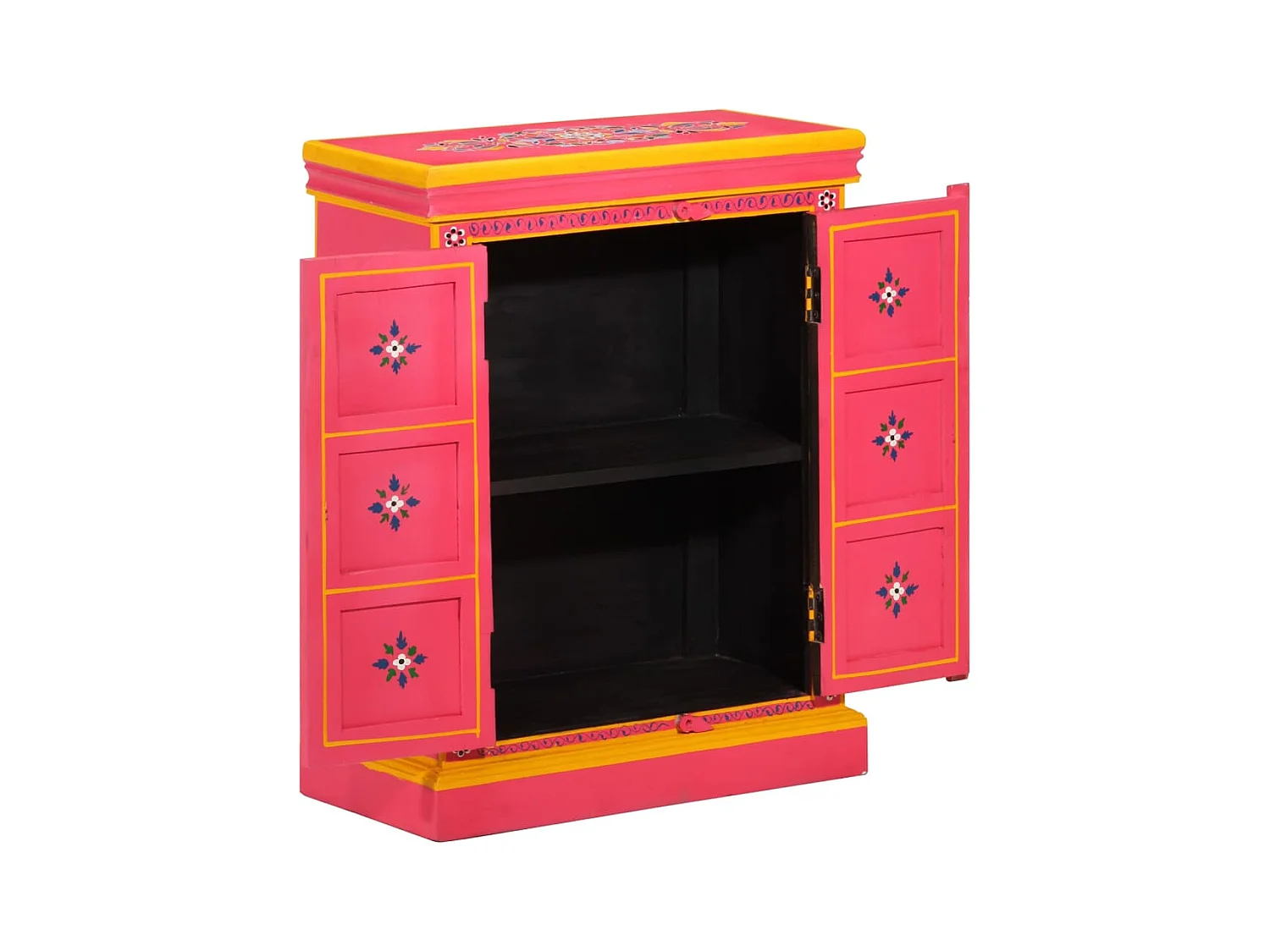 Buffet Bois massif de manguier Peinture rose à la main