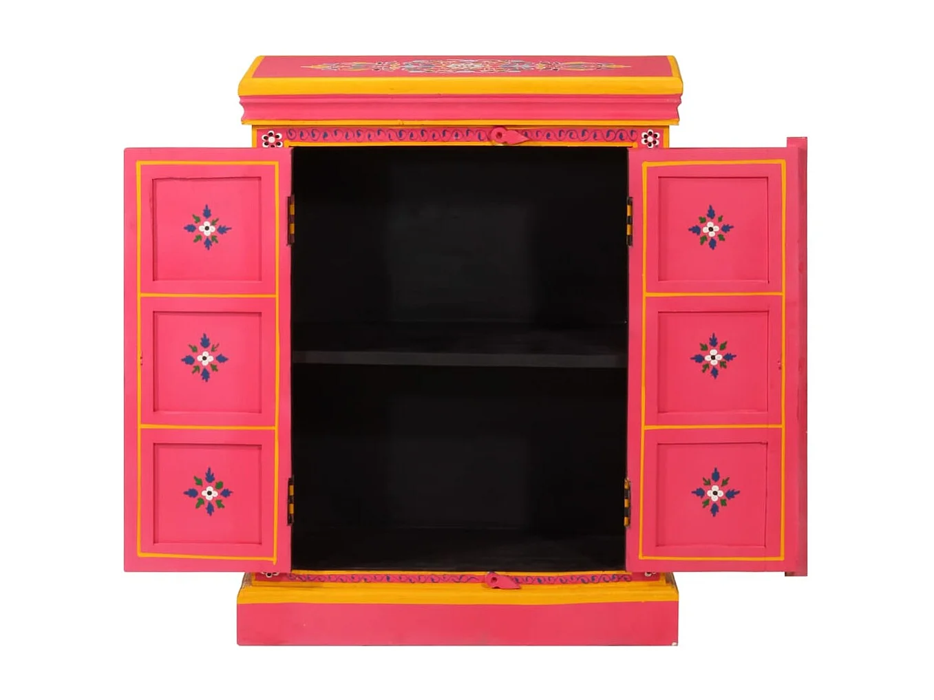 Buffet Bois massif de manguier Peinture rose à la main