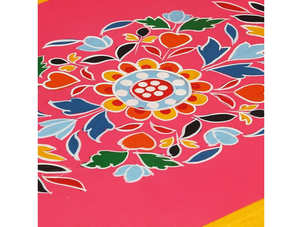 Buffet Bois massif de manguier Peinture rose à la main