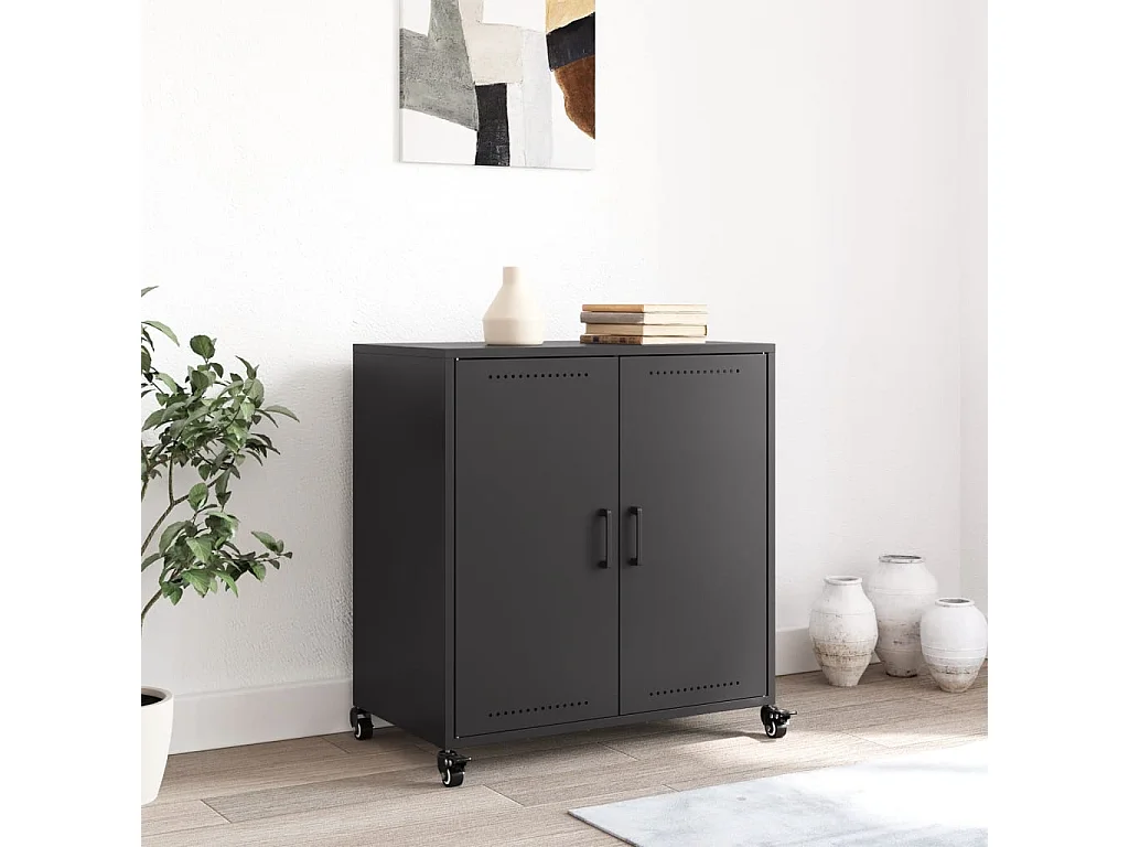 Buffet noir 68x39x72 cm acier