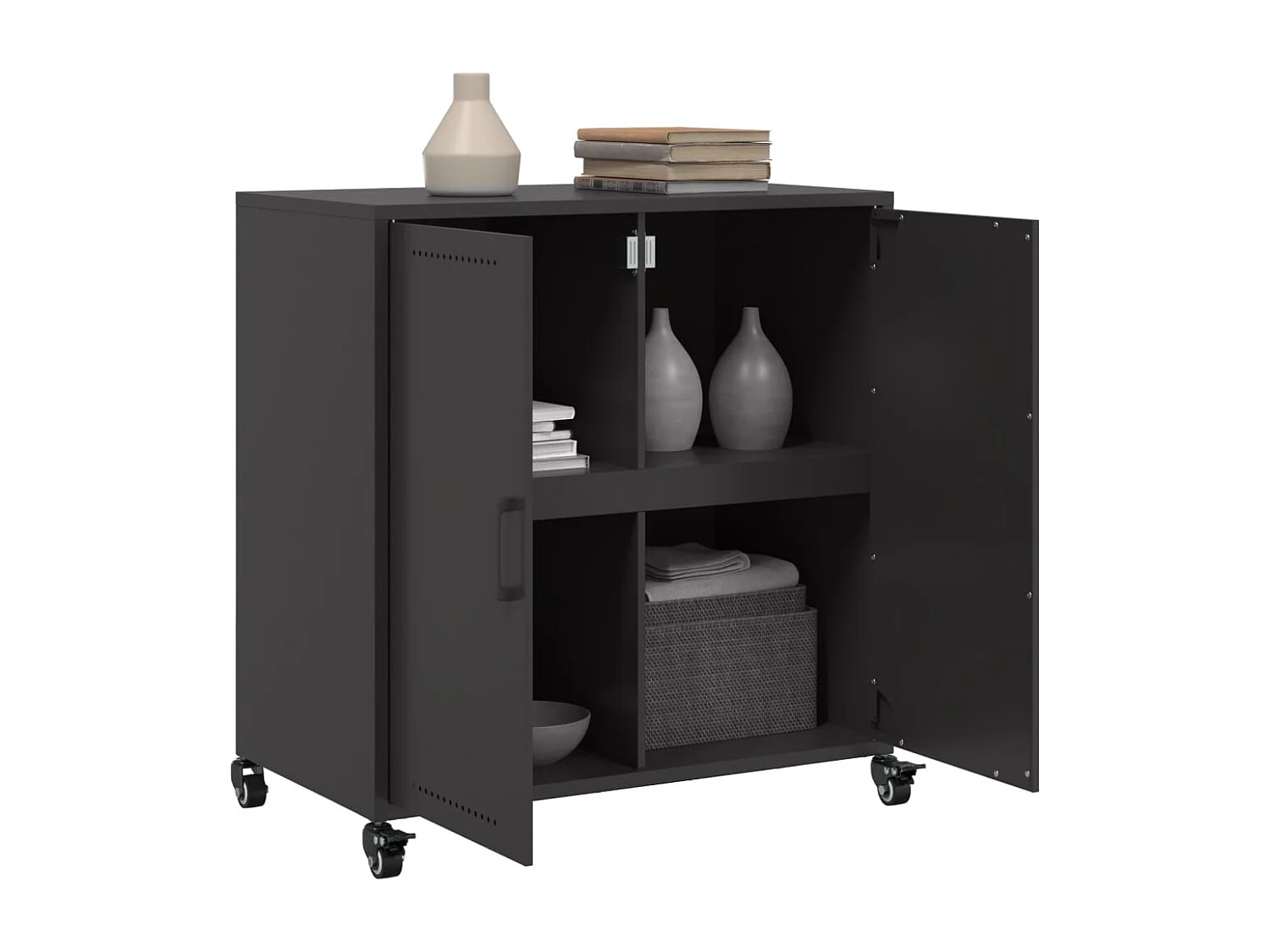 Buffet noir 68x39x72 cm acier