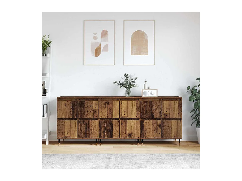 Buffets 3 pièces Bois ancien 180 x 35 x 70 cm Bois d'ingénierie