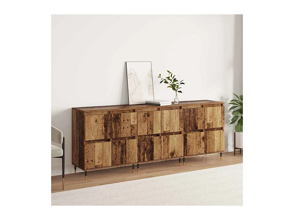 Buffets 3 pièces Bois ancien 180 x 35 x 70 cm Bois d'ingénierie