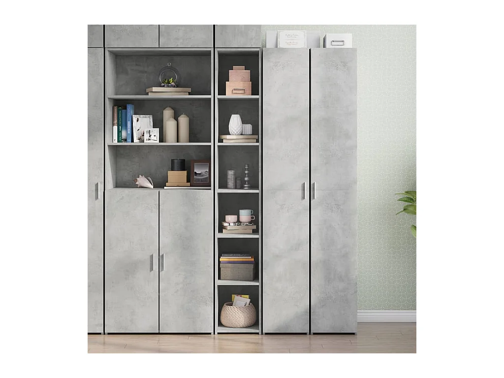 Buffet haut gris béton 30x41x185 cm bois d'ingénierie