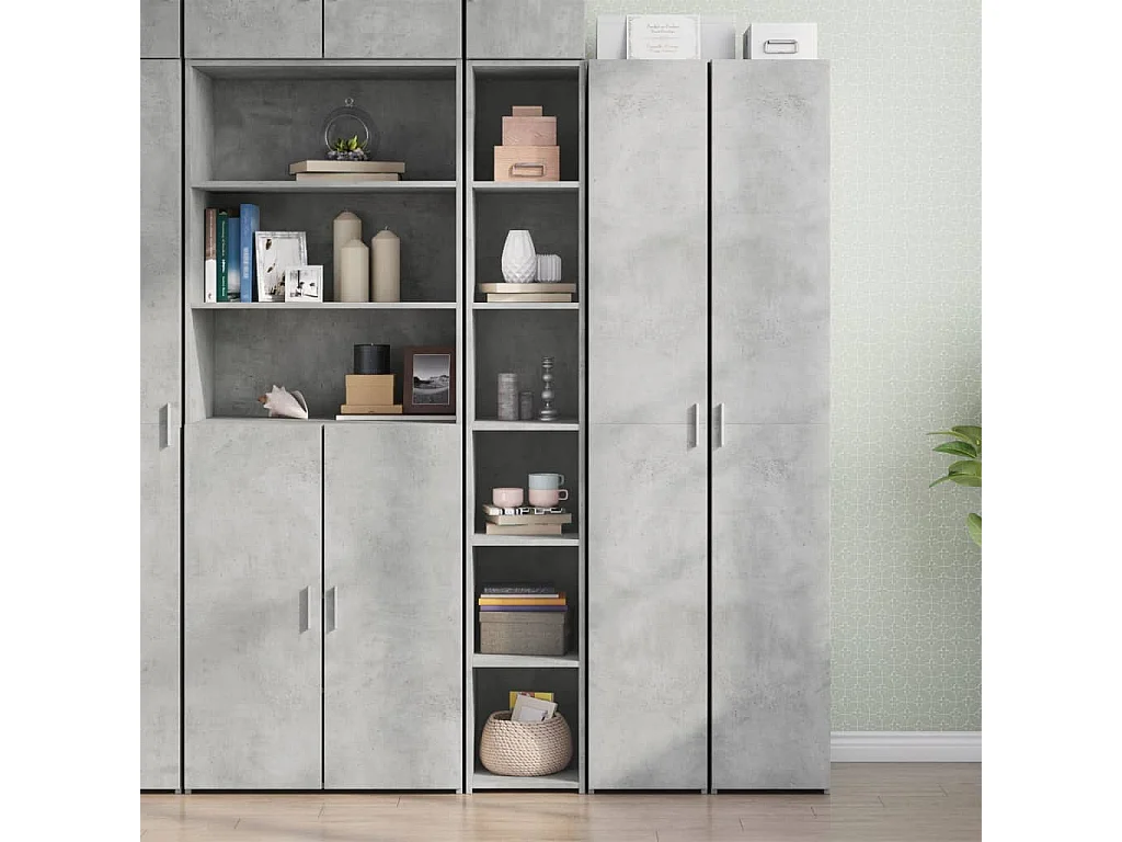 Buffet haut gris béton 30x41x185 cm bois d'ingénierie