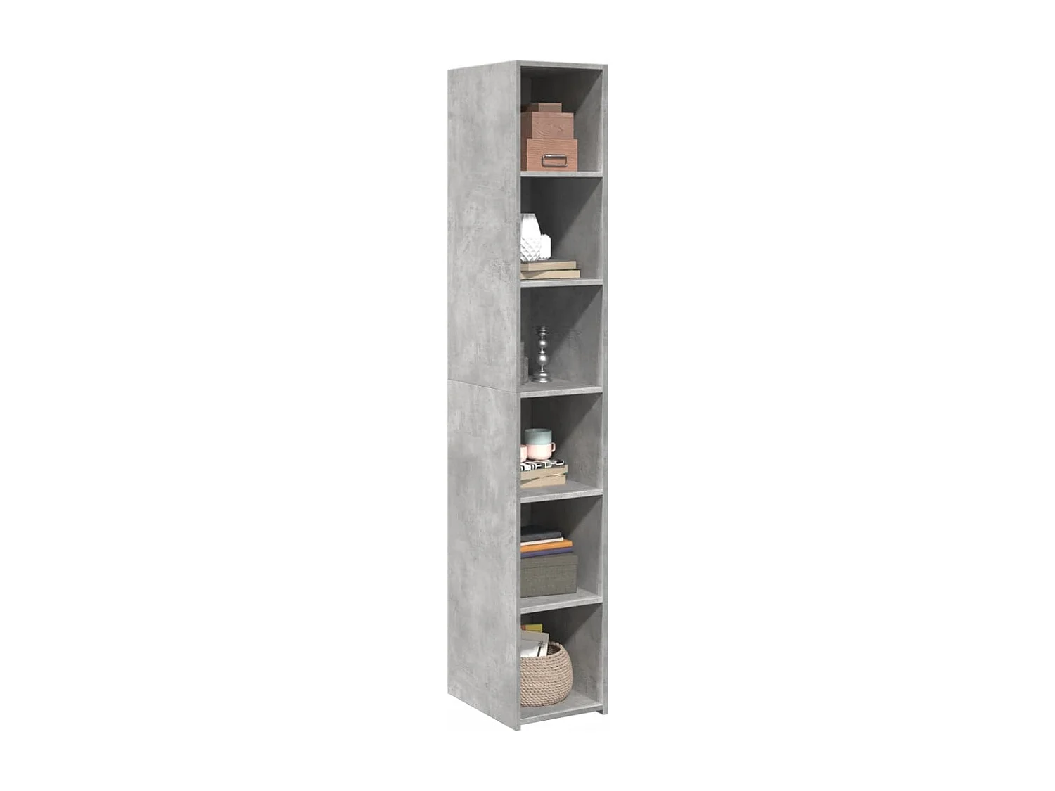 Buffet haut gris béton 30x41x185 cm bois d'ingénierie